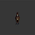 Realistic Brown Pony With Dark Mane Standing On Grey Background