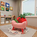 Kids Fruit Shaped Single Sofa with Cute Expressions in Children Room
