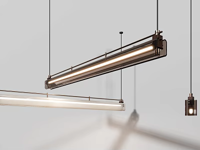 Modern Linear Pendant Lights With Sleek Metal Frame And Hanging Illumination Effects 3d model