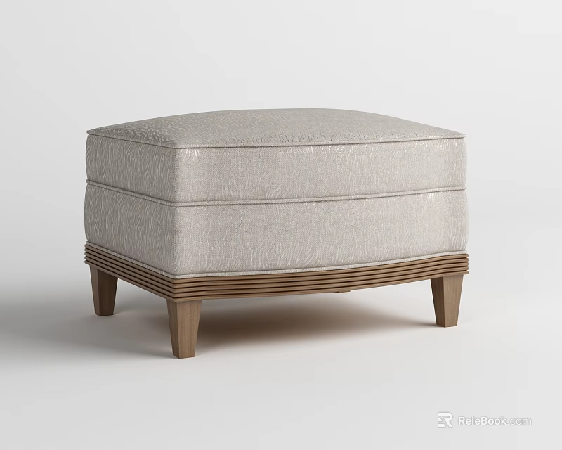 Beige Fabric Upholstered Single Sofa With Wooden Legs Modern Home Furniture 3d model 