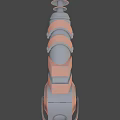 Sci Fi Weapon With Metallic Structure Red Straps And Circular Barrel Components