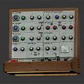 Vintage Electronic Control Panel With Wooden Case Multiple Knobs Buttons Indicator Lights
