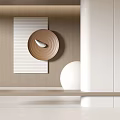 Modern Circular Wooden Wall Decor With White Stripe Panel And Sphere 3d model