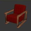 Red Upholstered Armchair With Wooden Frame And Modern Design For Living Room