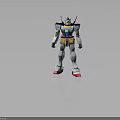 Gundam Robot Character Figure Standing With Silver Armor Blue Yellow Red Mechanical Details
