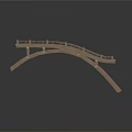 Wooden Arch Bridge Featuring Curved Design Wooden Railings Planks And Support Legs