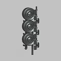 Black Three Layer Mechanical Device With Circular Components And Mounting Brackets