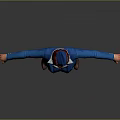 Game Movie Character Wearing Blue Uniform With Hat Red Hair Brown Boots Arms Outstretched