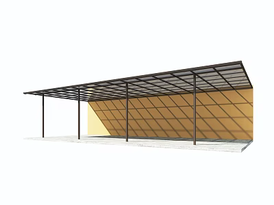 Modern Metal Frame Canopy Providing Shade Over Yellow Diagonal Pattern Wall 3d model