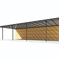 Modern Metal Frame Canopy Providing Shade Over Yellow Diagonal Pattern Wall 3d model