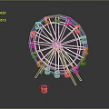Blue And Red Ferris Wheel Model With White Metal Spokes And Small Control Cabin