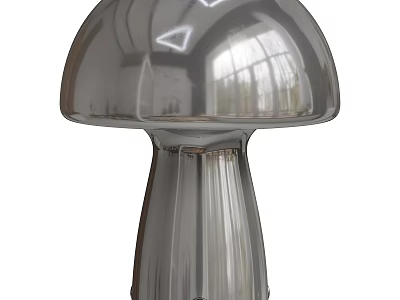 Silver Mushroom Shaped Modern Table Lamp With Smooth Metallic Reflective Surface 3d model