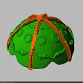 Green Mushroom Shaped Playground Equipment With Orange Tentacles Flower Decorations And Leaves