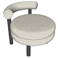 Modern Beige Leisure Chair With Round Upholstered Seat And Black Legs