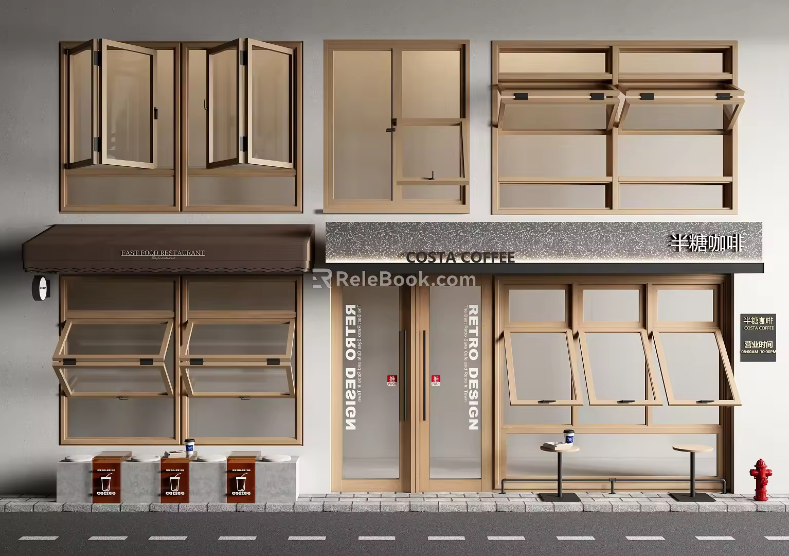 Modern folding window folding window coffee folding window sliding window door head 3d model