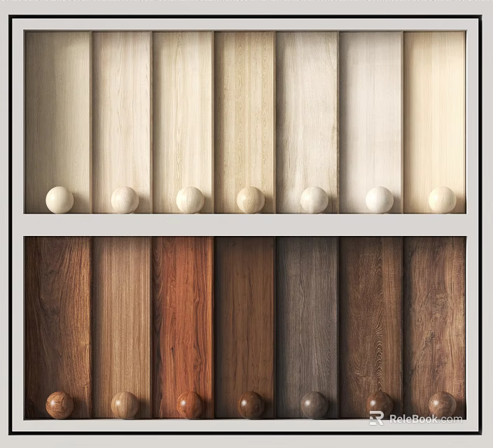 Natural Stone And Wood Texture Design With Round Decorative Elements 3d model 