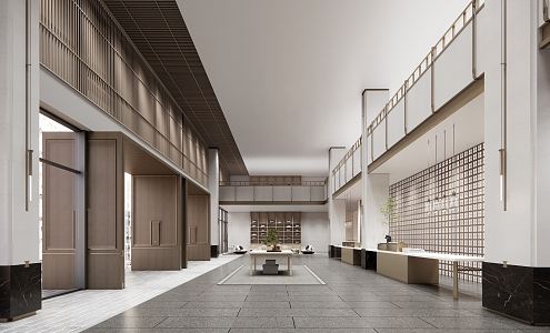 Modern Hall Hotel Lobby 3d model