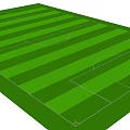 Stadium Building With Green Turf Football Field Featuring White Marking Lines And Playing Areas