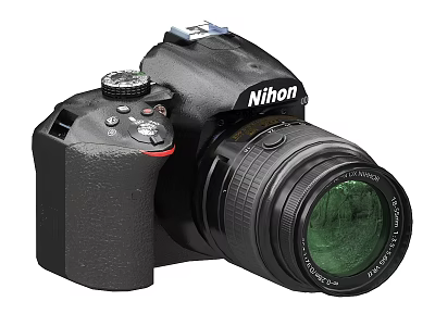 Nihon Digital Camera With Black Body And Green Lens For Photography Use 3d model