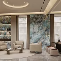 Modern Luxury Front Reception Lounge With Comfortable Armchairs And Bright Floor To Ceiling Windows