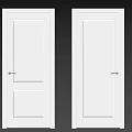 Two White Swing Doors With Simple Design And Metal Handles For Interior 3d model