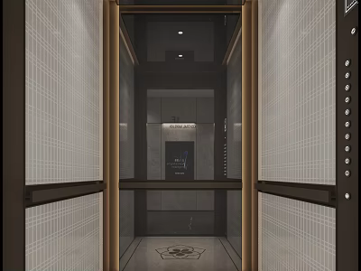 Modern Elevator Interior With Ceramic Tile Walls Metal Frame And Control Panel 3d model