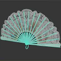 Vintage Decorative Fan Pendant With Intricate Lace And Colorful Figure Patterns