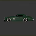 Teal Vintage Car With Blue Stripes And Shiny Alloy Wheels Design