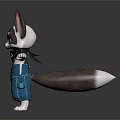 Cartoon Animal Character With Big Ears Blue Overalls White Paws And Black Tail