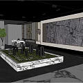 Sand table negotiation table and chair area sand table tree wine cabinet wine rack wall lamp 3d model