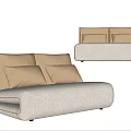 Modern Double Sofa Lazy Sofa 3d model