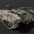 Military Armored Vehicle With Tracked Chassis Gray Exterior And Number 11