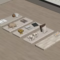 Traditional Japanese Tatami Room Layout With Soft Mats Pillows Fruit Tablet And Wooden Floor