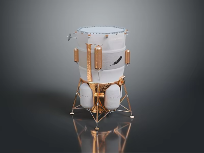 Advanced Spacecraft Module With White Cylindrical Body Gold Components And Support Legs 3d model