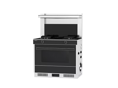 Integrated Kitchen Appliance with Gas Stove Range Hood and Built in Oven 3d model
