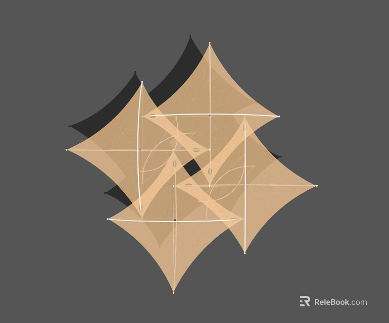 Abstract Geometric Structure With Polygonal Shapes Brown Black Tones And Frame Lines 3d model