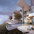 Modern Waterfront Townhouse With Glass Facade Outdoor Terrace And Lush Trees