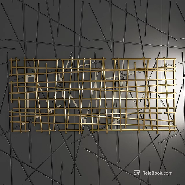 Golden Intersecting Lines Creating Modern Geometric Grid Structure On Dark Background 3d model 