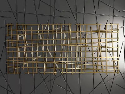 Golden Intersecting Lines Creating Modern Geometric Grid Structure On Dark Background 3d model