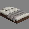 Kids Bed with Wooden Frame Comfortable Mattress White Pillow and Gray Blanket
