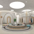 Bright Modern Kindergarten Interior With Round Windows And Colorful Play Seats