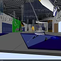 Modern Exhibition Hall Interior With Colorful Booths Flags And Bright Lighting