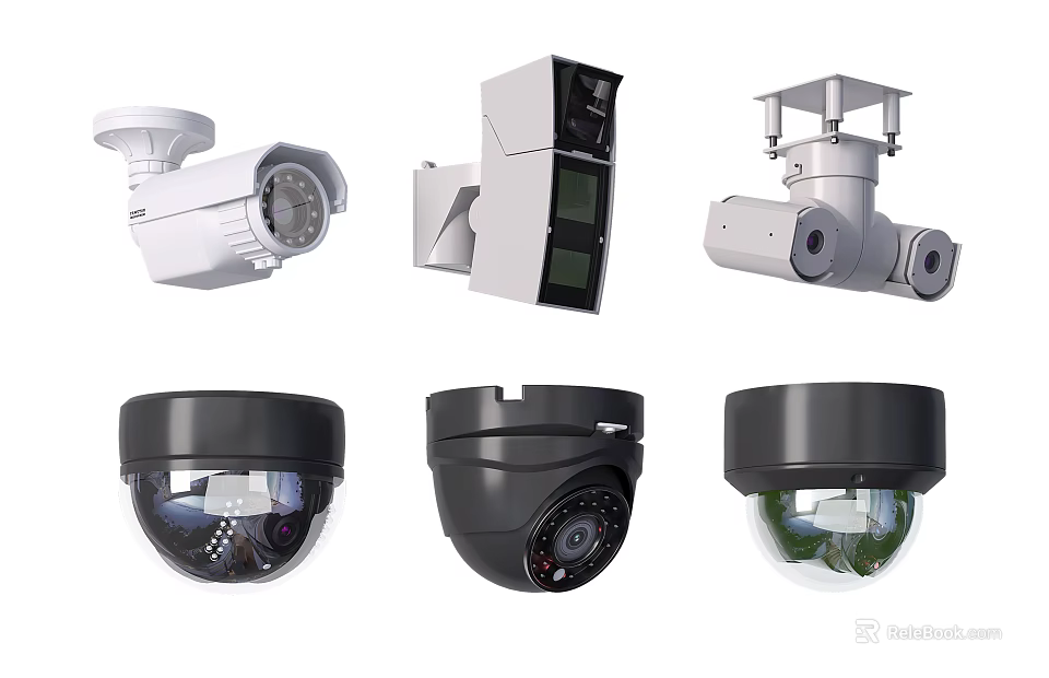 Projection Monitoring Systems With Dome Bullet Ceiling And Wall Mount Cameras 3d model 