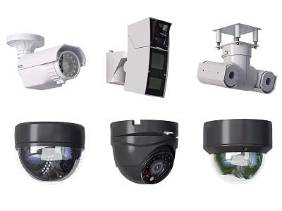 Projection Monitoring Systems With Dome Bullet Ceiling And Wall Mount Cameras 3d model
