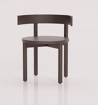 Modern Solid Wood Dining Chair 3d model