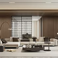 Modern Living Dining Room Interior With Sofa Coffee Table And Elegant Dining Area Design 3d model