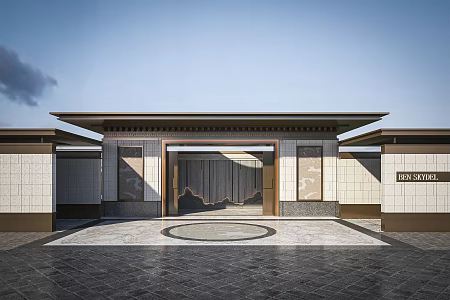 New Chinese Entrance Sales Department Club Entrance 3d model