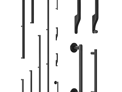 Modern Door Handles With Various Stylish Designs And Sleek Black Metal Finish 3d model