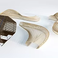 Modern Landscape Seats With Curved Woven Design And Metal Frame For Outdoor Parks