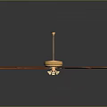 Modern Ceiling Fan With Red Wooden Blades And Golden Metal Frame Home Furniture Design